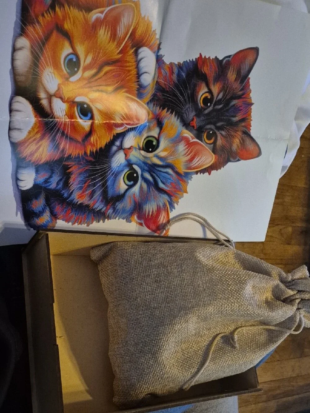 Three Kittens Wooden Cat Puzzle - Multicolor (Blue, Orange, Black)